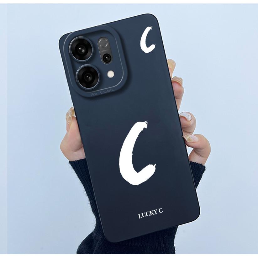 For OPPO Reno14 Pro 5G Cover Case Lucky Initial Letter Couple Silicone Soft Matte Phone Bumper for Oppo Reno 14 Pro 5G Casing