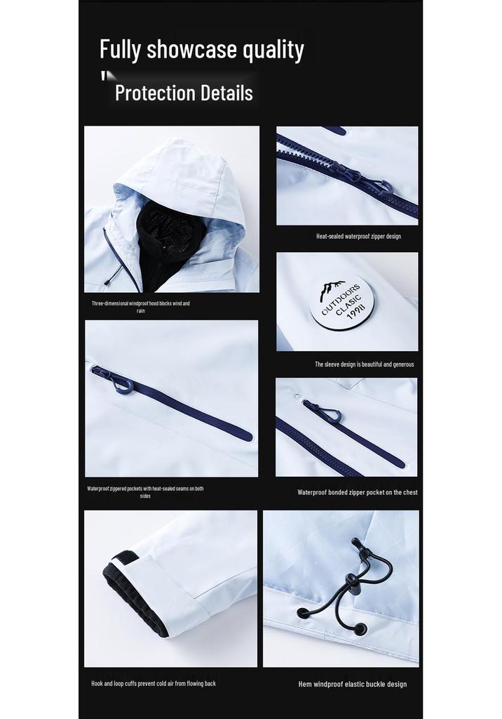 Unisex Outdoor 3-in-1 Jacket: Windproof, Waterproof, High-End Outerwear with Detachable Set and Custom Logo Printing