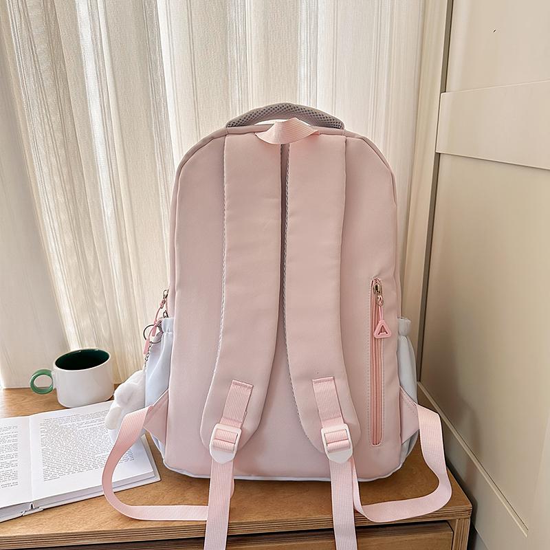 College Style Backpack Girls Color Block Book Bag Lightweight Large Capacity Schoolbag for Student