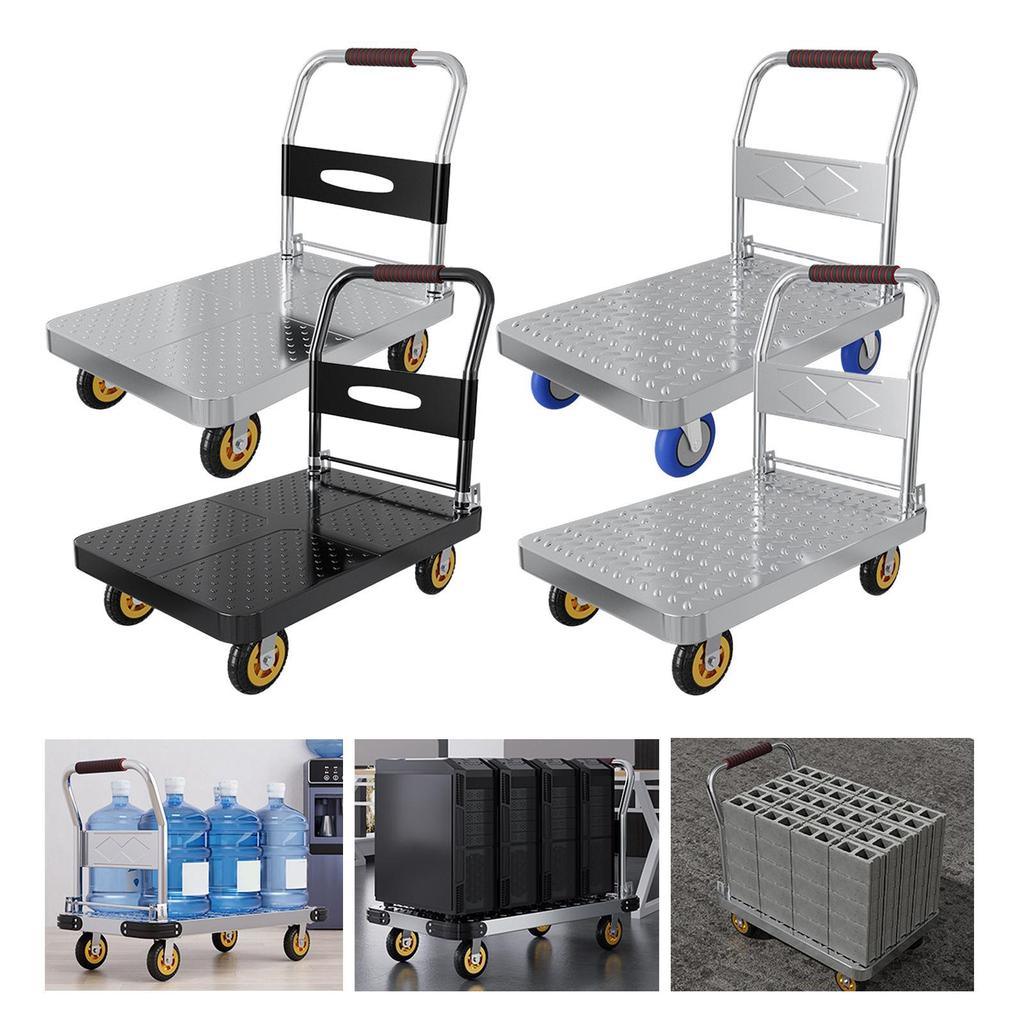Steel Foldable Push Cart Dolly Platform Truck for Restaurants, Home
