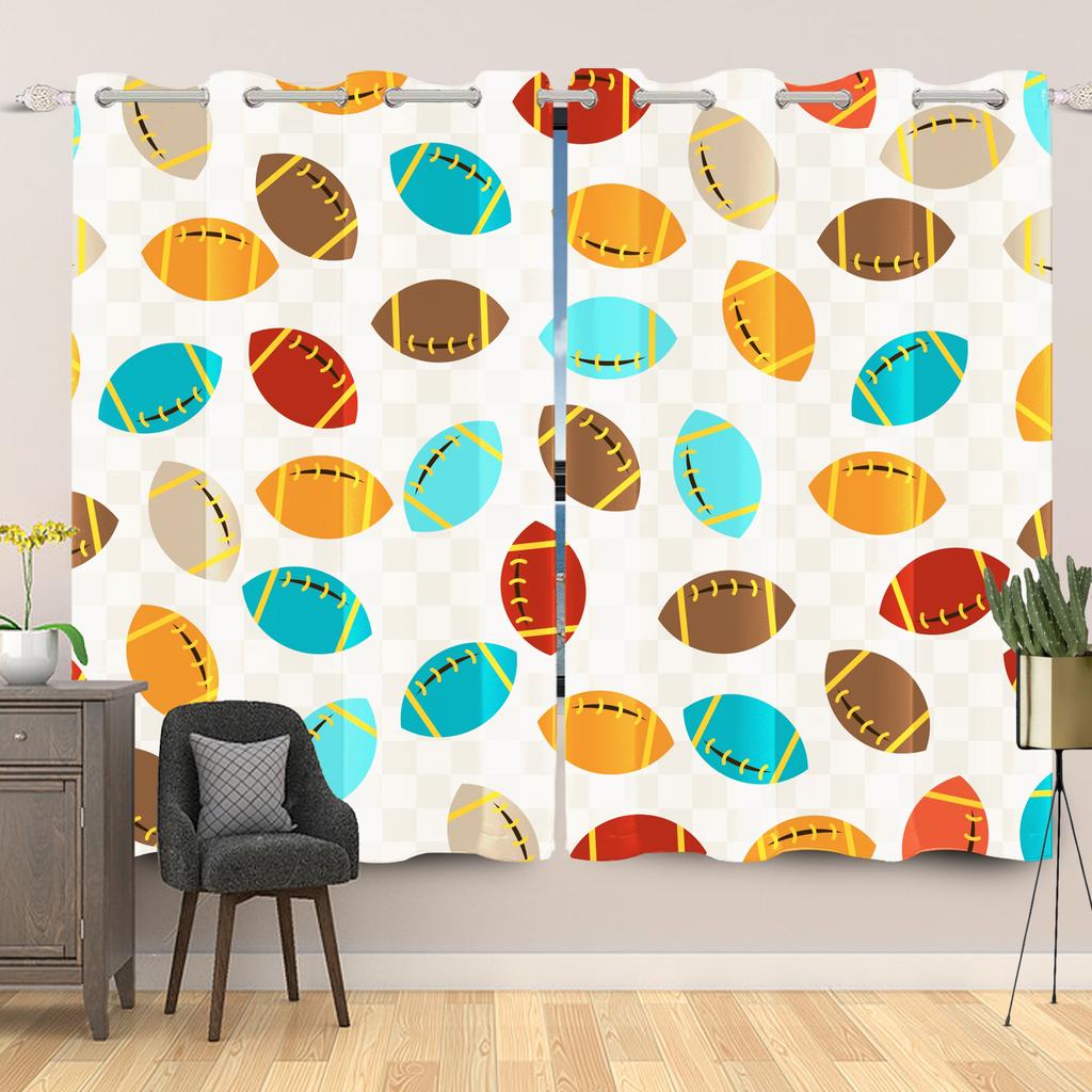 Light Blocking Sports Themed Curtains Multiple Designs Fan Bedroom Living Room Decor Top Window Drapes Curtain Polyester With Grommet Washable Ready