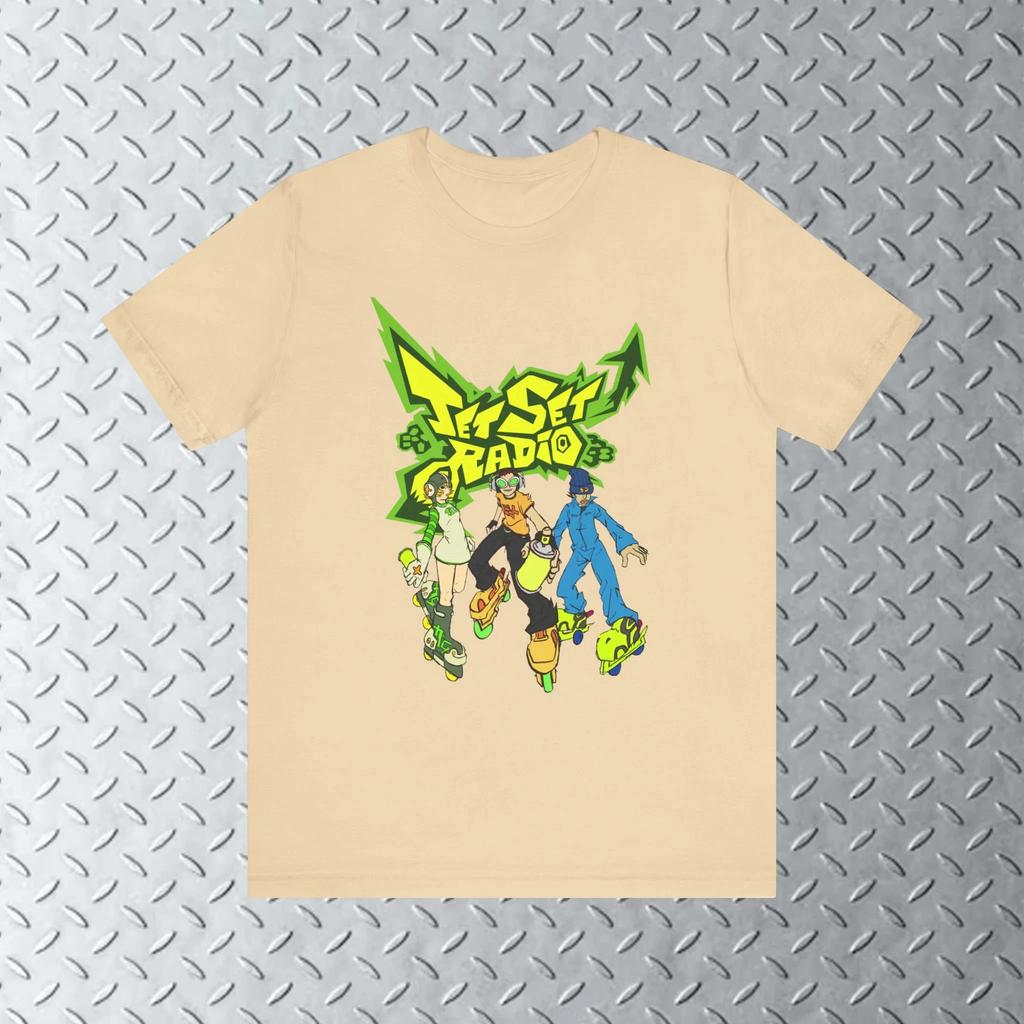 Classic Nostalgic Games Jet Set Radio Peripherals Print Tshirt Unisex Women Oversized Wind Tee Crewneck Cotton Casual Harajuku Top