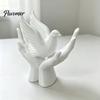 Housewarming Gift 3D Printed Peace Pigeon on Hands Ornament, Minimalist Statue, Decorative Desktop Art Ornament Hand Sculpture with Stable Base