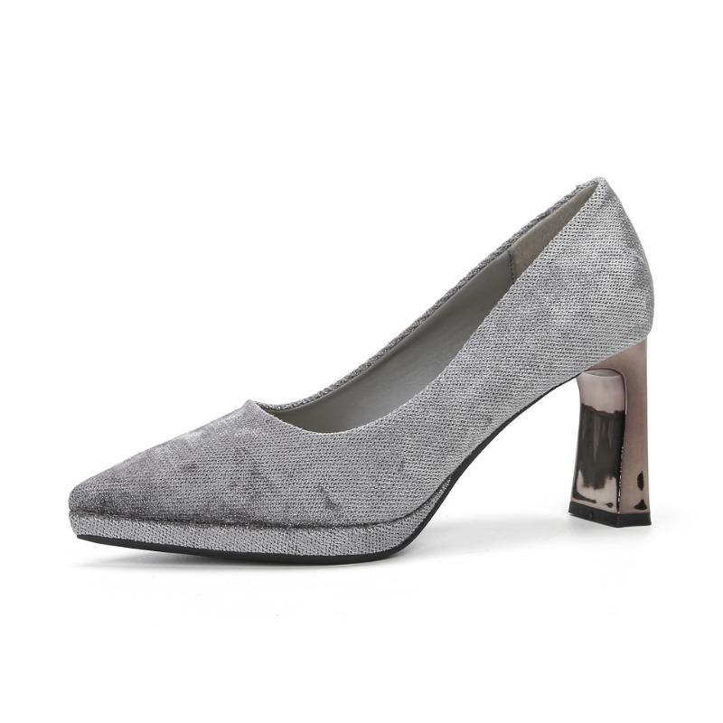 6-Pointed Thick Heel Waterproof Table Single Shoes Femininity Sexy Suede High Heels Not Tired Feet Women's Shoes