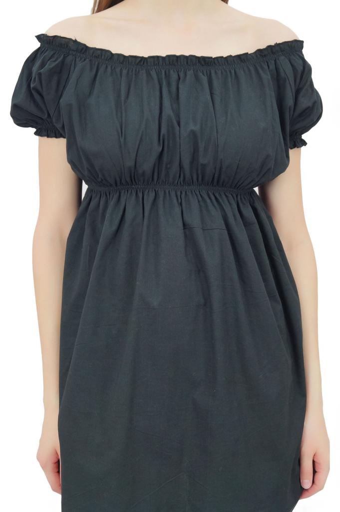 Bimba Women's Off shoulder Puff Sleeve Tops Elastic Waist Blouse Cotton