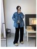 2025 Spring/Autumn Women's Retro Washed Denim Jacket: Hong Kong Style, Loose Fit, Trendy Casual Fashion