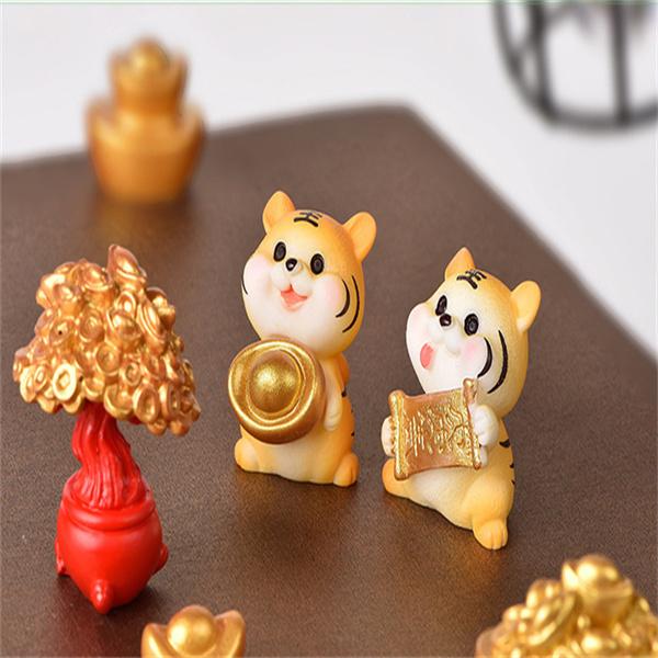 Animal Cute Statues Resin Tiger Micro Landscape Gardening DIY Accessories Little Tiger Sculpture Desktop Decoration