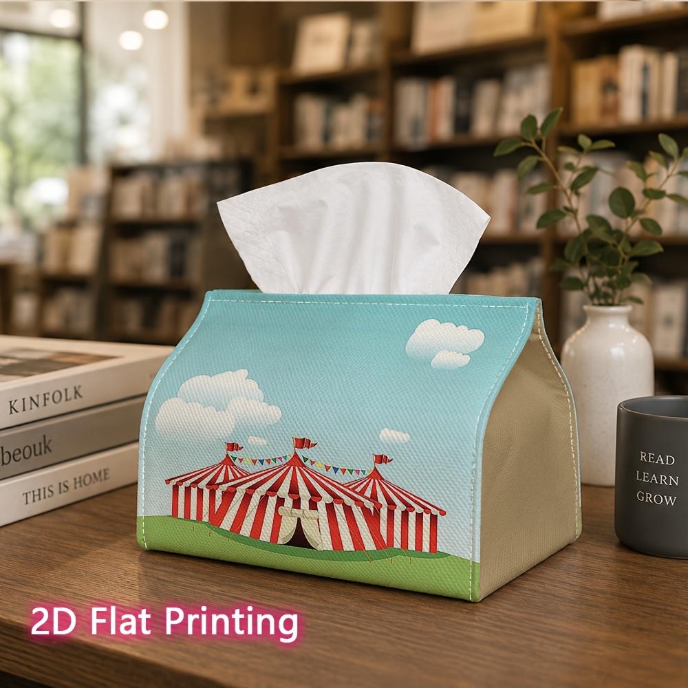 1pc, 2D Flat Printing, Tissue Box Circus Tent Pattern Printed Tissue Box, Suitable for Bathrooms, Living Rooms, Bedrooms, Dressing Tables, Coffee Tabl