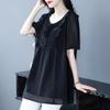 Summer Short Sleeve Pleated Chiffon Shirt - Plus Size, Casual, Loose Fit Women's Apparel
