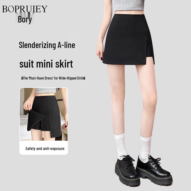 Women s A-Line High-Waist Split Hem Suit Short Skirt M