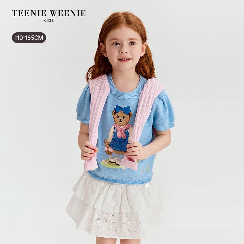 Teenie Weenie Kids' Girls' Playful Bubble Short Sleeve Pullover Sweater