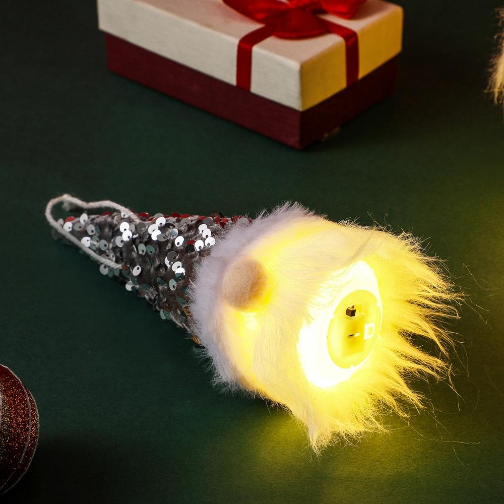 Forest Old Man with Lamp Pendant Face Doll Glowing Little Pendant Christmas Decoration Pink