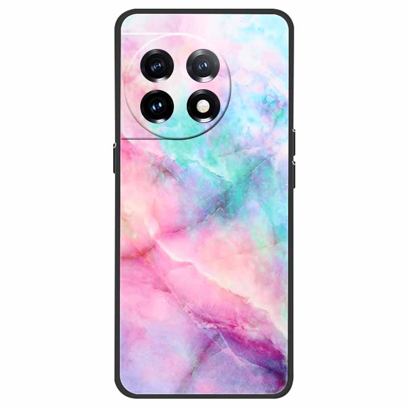 For OnePlus 11 5G Case One Plus 11R Flower Marble Black Bumper Soft TPU Silicone Cover for OnePlus 11 / 11R 5G Phone Cases Capas