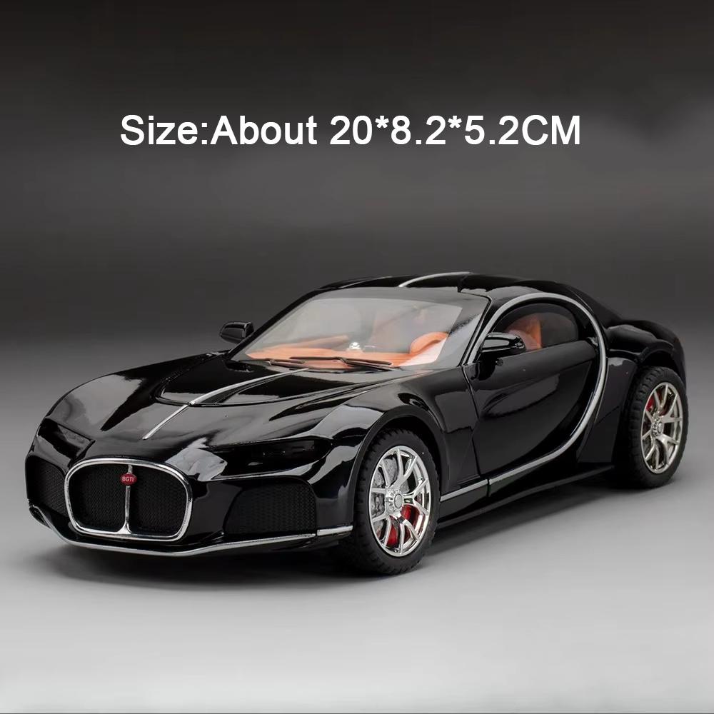 1:24 Tourbillon Atlantic Alloy Sports Car Model Diecast Toys Doors Opened Rubber Tire Pull Back Miniature Vehices Birthday Gifts