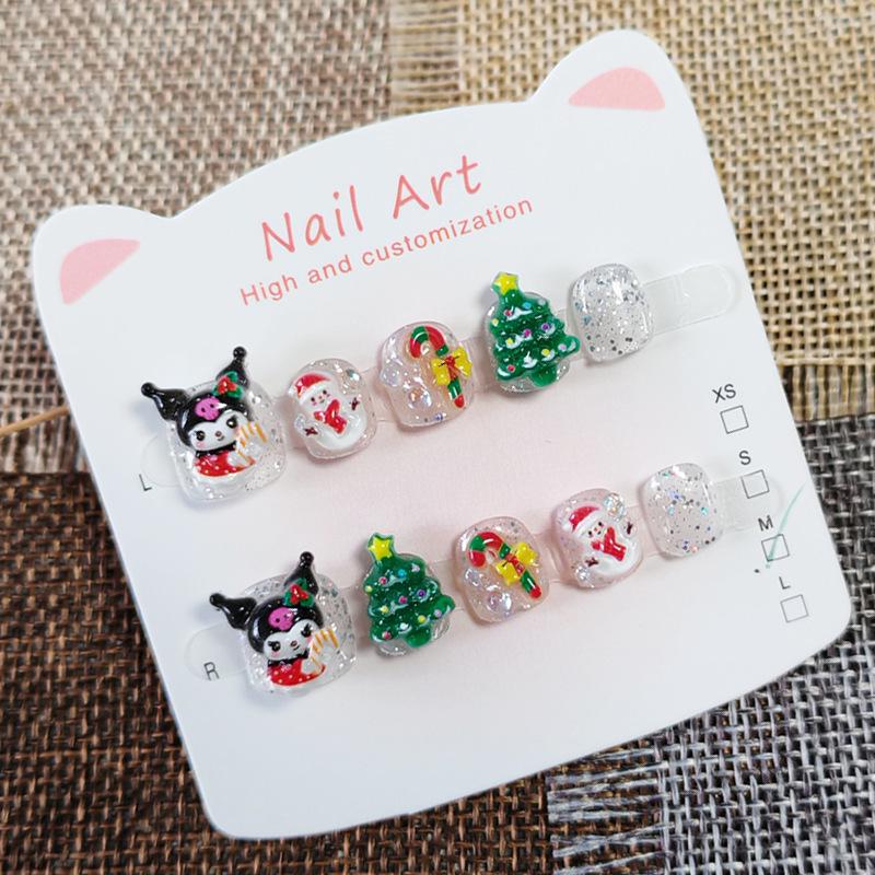 Pegatinas de Uñas Portátiles de Dibujos Animados de Navidad de Kuromi para Niños (De 3 a 12 años)