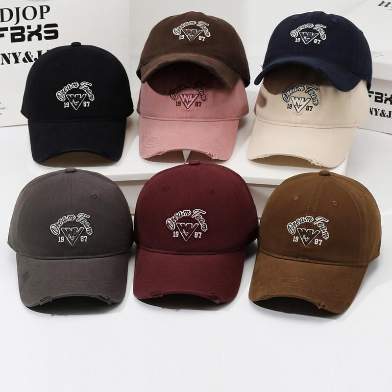Embroidered Letter Baseball Cap Unisex Sunshade Soft Top Raked Cap Couple's Outdoor Cap