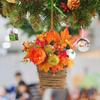 2Pcs Christmas Hanging Basket Artificial Flower Basket Pendant Christmas Decorations for Porch Garden