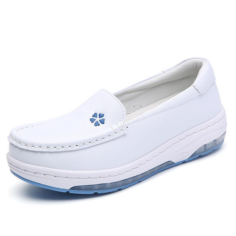 

Женские туфли медсестры из коровьей кожи на воздушной подушке, мягкая подошва которых не скользит, дышит и не вызывает усталости, а толстая подошва увеличивает рост.. белый 41