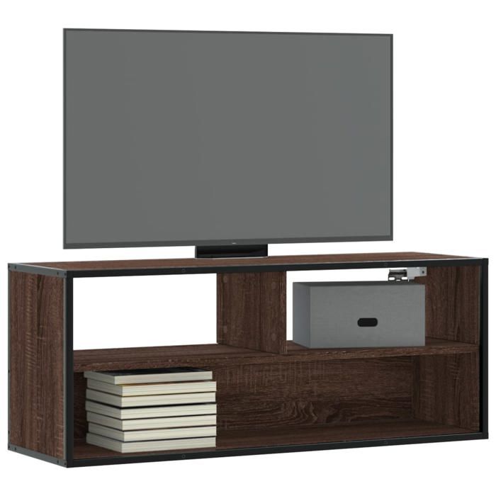 VidaXL TV Cabinet Brown Oak 100x31x39.5cm Engineered Wood and Metal, TV Stand, Media Cabinet, TV Console, HiFi Furniture, 848938