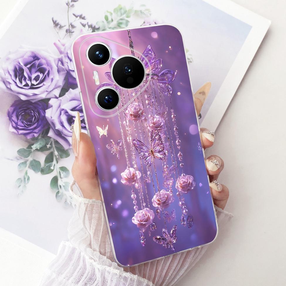 For Huawei Pura 70 Clear Case Aesthetic Luxury Cute Fashion Flowers Funny Painted Casing For Huawei ADY-LX9 ADY-AL00