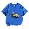 Kids Boys Girls 100% Cotton Crew Neck Short Sleeve T-Shirt, Cute Cartoon Three Funny Yellow Characters Print Casual Soft Tee Tops for Children Daily W