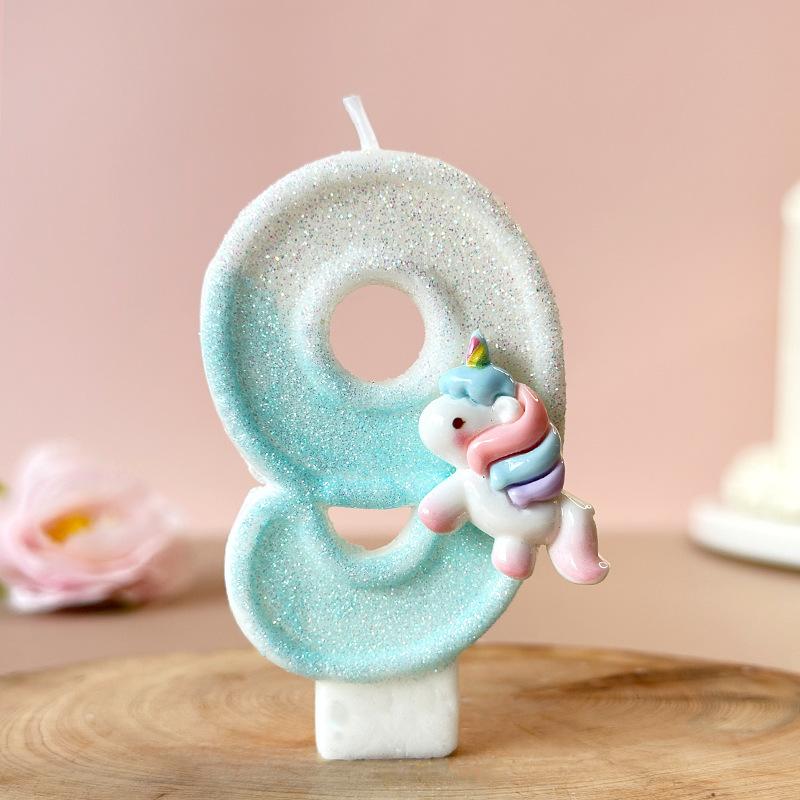 Cute Unicorn Digital Candle Birthday Candle Party Festival Cake Decoration Atmosphere Props