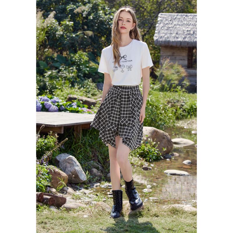 Betu Women's Plaid Irregular Hem Mini Skirt