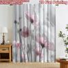 2D Flat Printing 2pcs Curtain Window Drapes Soft Pink Flowers Digital Printed Polyester Drapes All Season Party & Holiday Decor