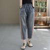 Patchwork Color - Blocking Denim 9 - Point Pants for Women, Retro - style, Summer Thin Model, Elastic and Loose, Casual Harem - style Jeans