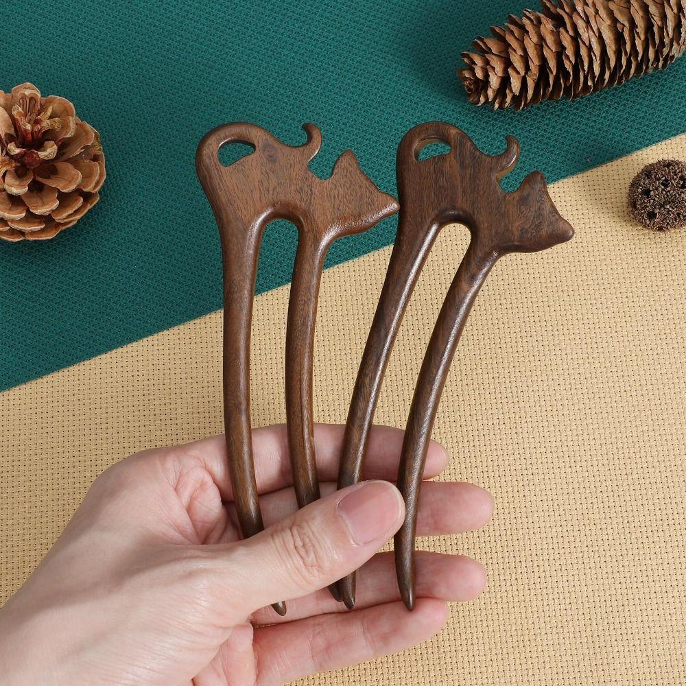 Vintage Style Wooden Hair Stick Wood Hanfu Hairpin Elegant Hairs Fork Bun Hairstyle