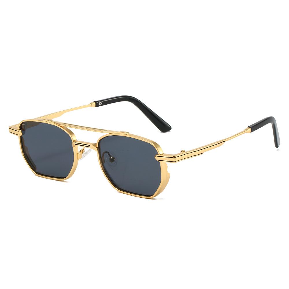 JYL Double Bridge Square Sunglasses UV400 Metal Retro Unisex High-Quality / 5237
