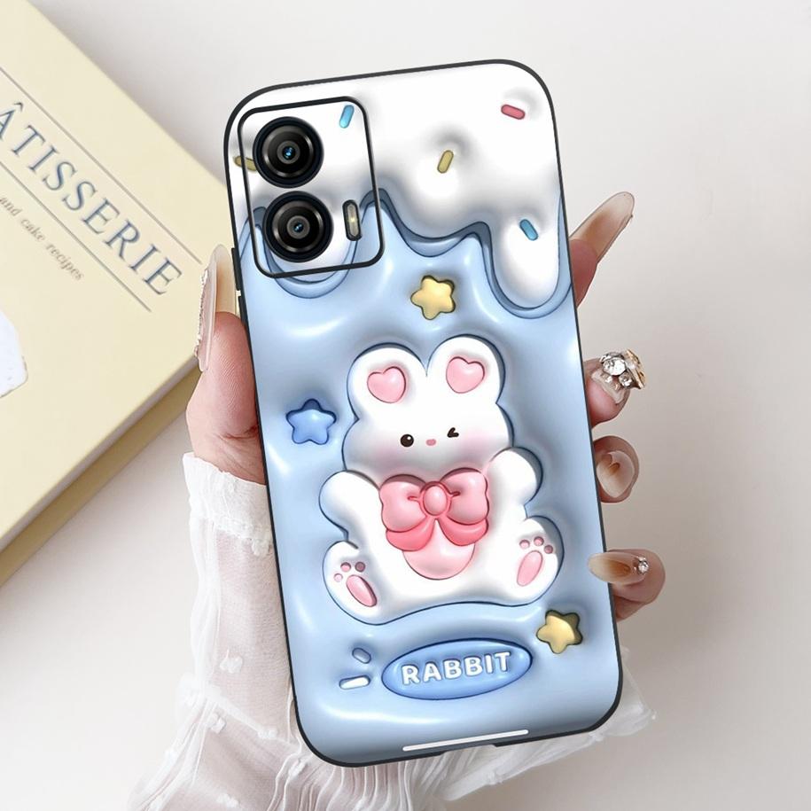 Shockproof Case For Motorola Moto G53 G73 5G Cover Cute Cactus Rabbit Cartoon Soft Silicone Matte Funda For MotoG53 MotoG73 Capa