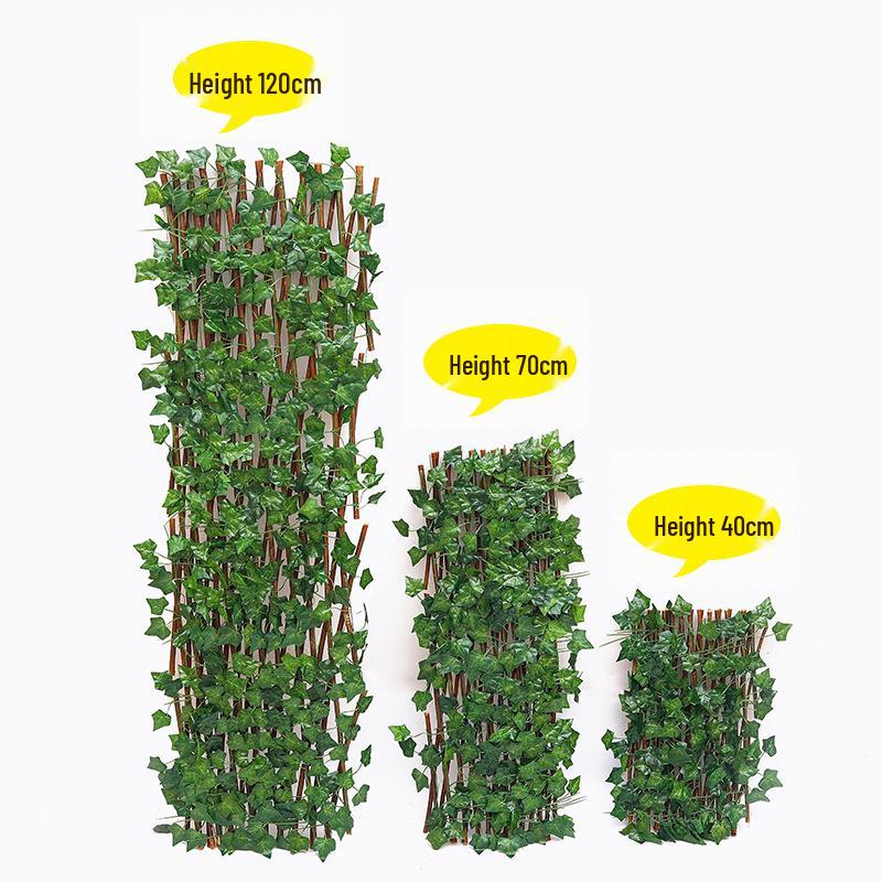 Retractable Grille with Faux Greenery for Balcony or Garden Decoration