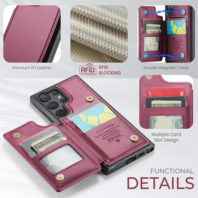 Retro Flip Leather Phone Case for Samsung Galaxy S23 S22 S21 Plus S20 FE Note 20 Ultra Wallet Card Holder Back Protection Cover