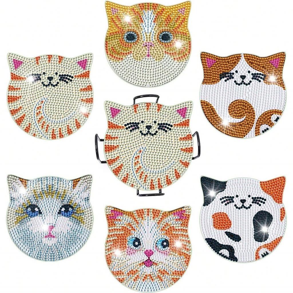 1 Set Diamond Painting Coasters | Diamond Art Coasters | Mandala Landscape Slipper Sandwich Dog Butterfly Cat Ocean Animal Set