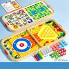 Wooden Innovation Multi In One Game Chess Bounce Chess Bowling Ice Hockey Flying Chess Family Activities Party Games Kids Adults