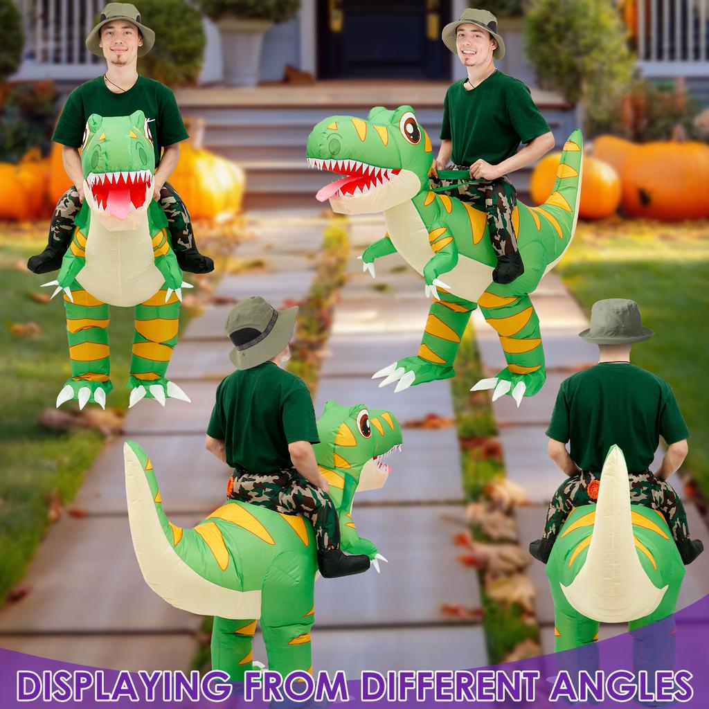 Halloween Inflatable Dinosaur Costume Funny Dinosaur Cosplay Costume Kids Fancy Dress with Storage Bag Holiday Theme Party