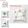 Premium Christmas Print Linen Pillow Cover Set For Cozy Holiday Decor In White
