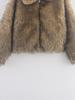 Stylish Women's Casual One-Piece Leather & Fur Jacket