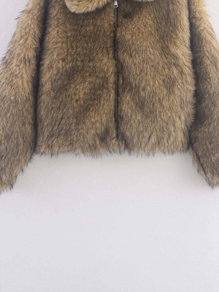 Stylish Women's Casual One-Piece Leather & Fur Jacket