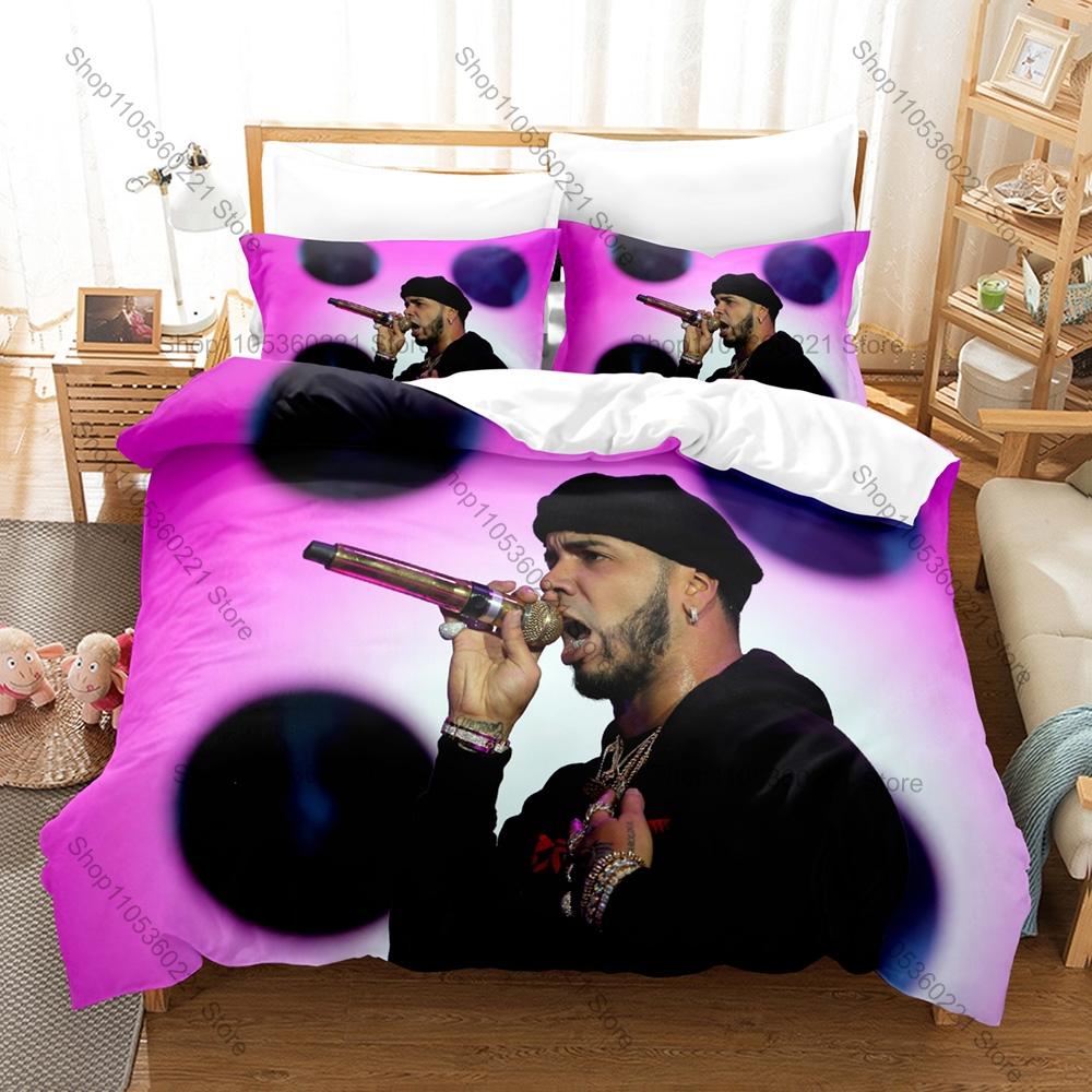 Personality Rapper Anuel AA Bedding Set New Real Hasta La Muerte Printed Brushed Microfiber Duvet Cover Pillowcase For Fans Bedr