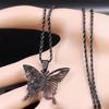 Gothic Black Butterfly Hollow Pendant Necklace for Women Men Stainless Steel Carving Flower Rose Insect Necklaces Jewelry N6121