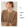 Women's Cashmere Round Neck Cardigan: Elegant Retro Cable Knit, Autumn/Winter Jacquard Outerwear
