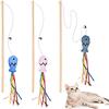 Fashion Cat Wand Toy Natural WoodenTeaser Wand for Cat Interactive Elastic String Cat Stick Pole Toy for Indoor