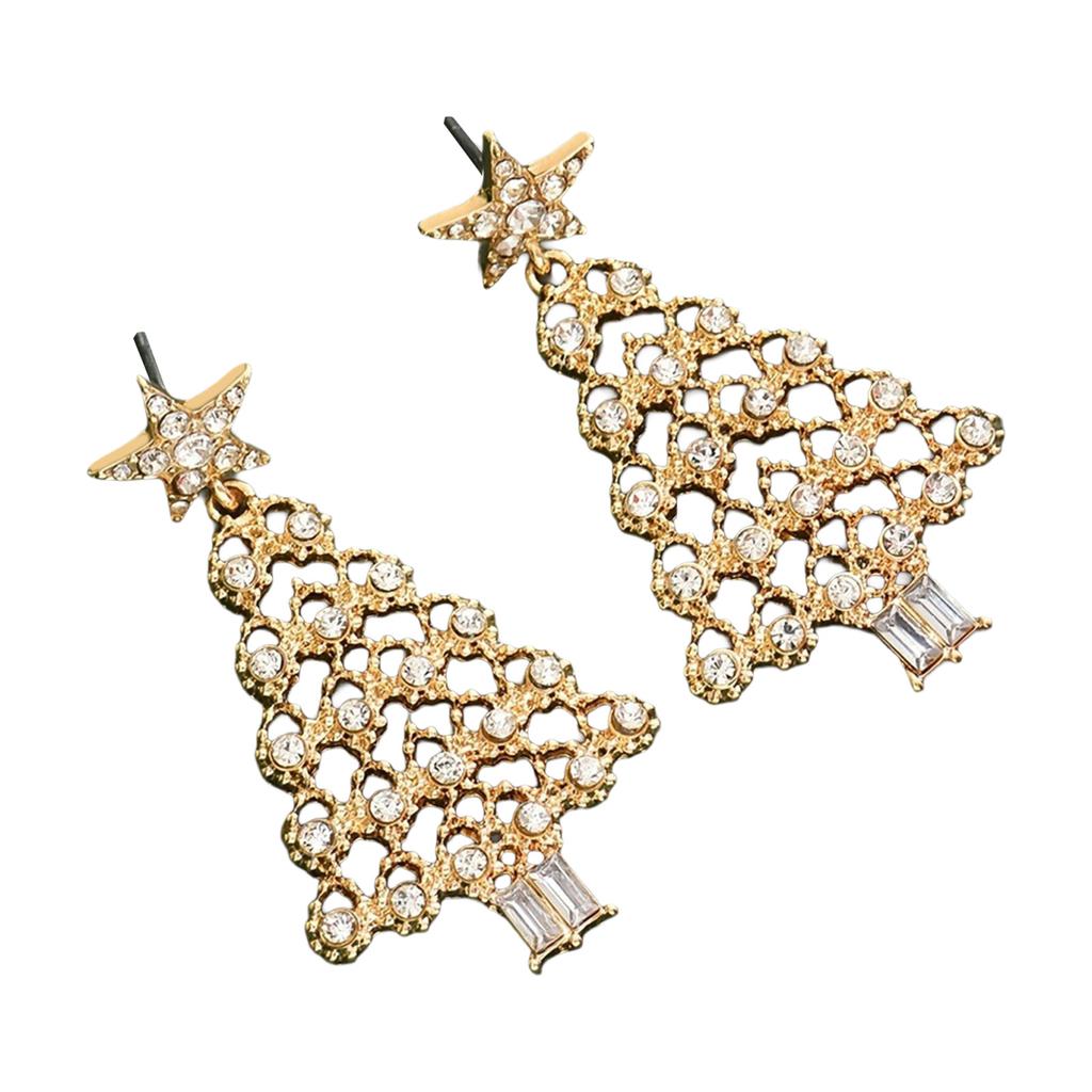 Christmas Tree Earrings for Women Geometric Design Festive Jewelry Gift for Holiday Party Daily Wear