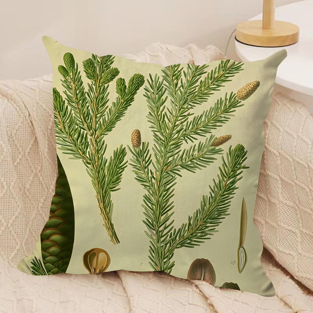 Retro Pinecones Plants Cushion Cover Silky Short Plush Invisible Zipper Dustproof Sofa Pillow Case For Home Decor