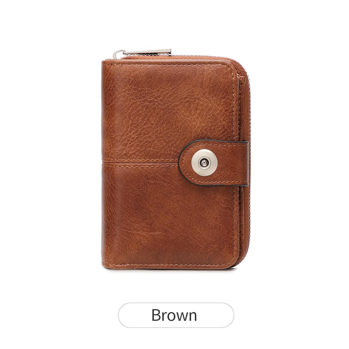 

Women s RFID Retro Short Wallet with Multi-Card Slots and Zipper Coin Purse коричневий