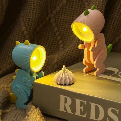 Mini luz LED de noche con forma de dinosaurio, regalo para estudiantes, lámpara de mesa plegable con dibujos de mascotas, para habitación de niños, mesita de noche, dormitorio, sala de estar, decoración