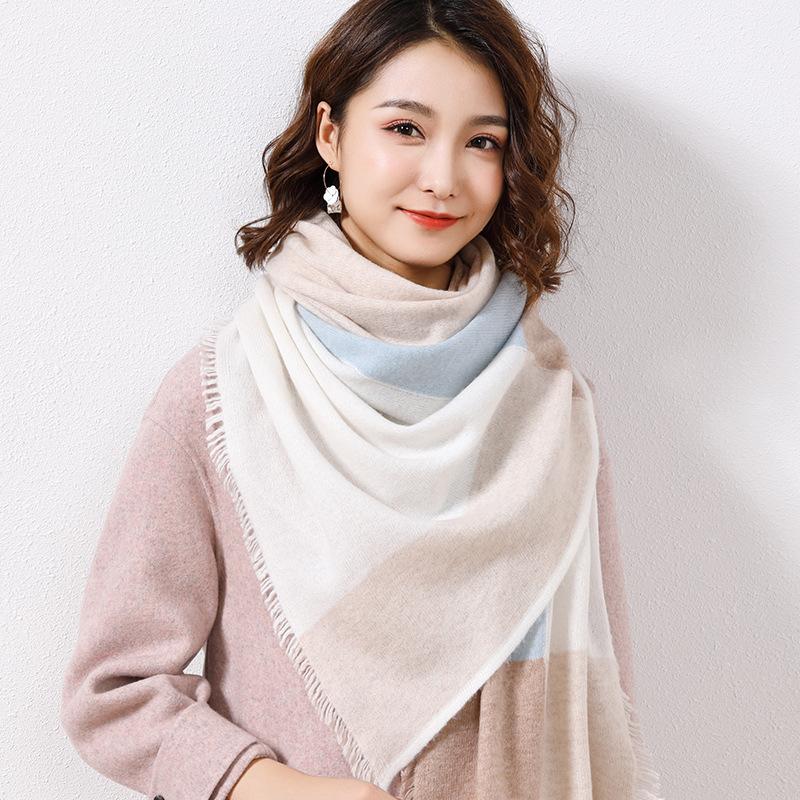 Pure wool women's scarf casual fashion trend autumn scarf autumn and winter Jie warm extended knitted shawl