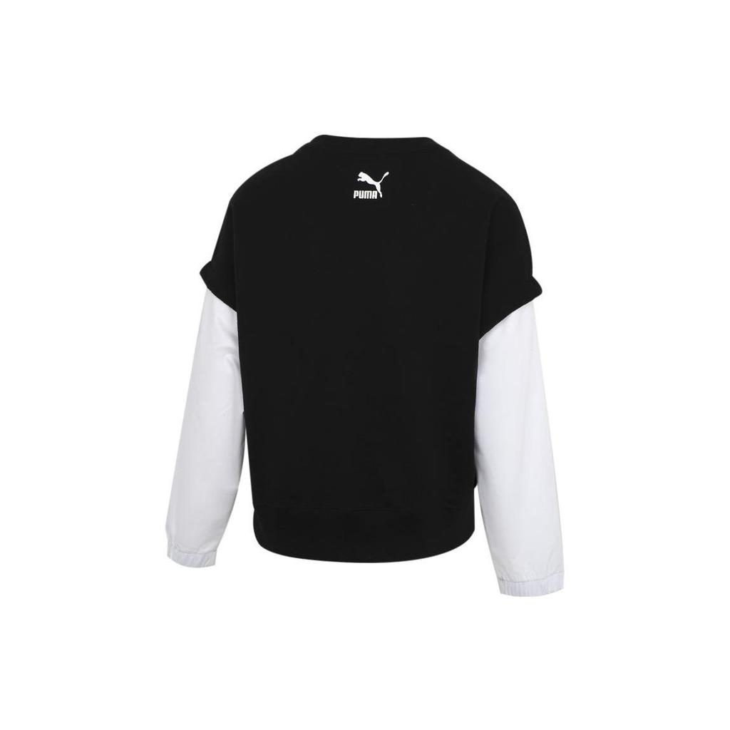 PUMA Sweatshirts Women's Black Crew Neck Moderate Mock Two Piece 536092-01